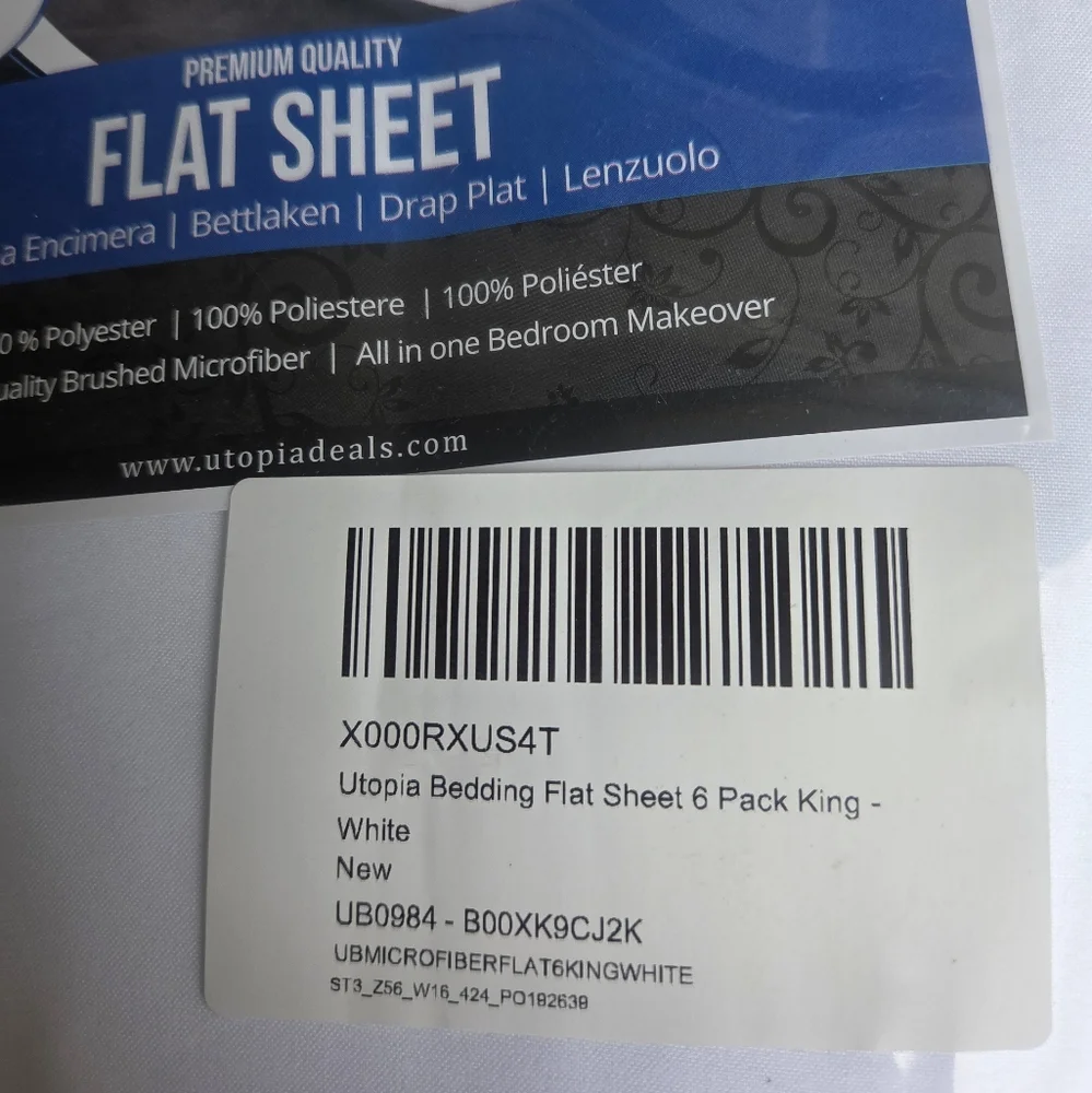 NIP Utopia Bedding 6pack Flat White Sheets Soft Brushed Microfiber Fabric
